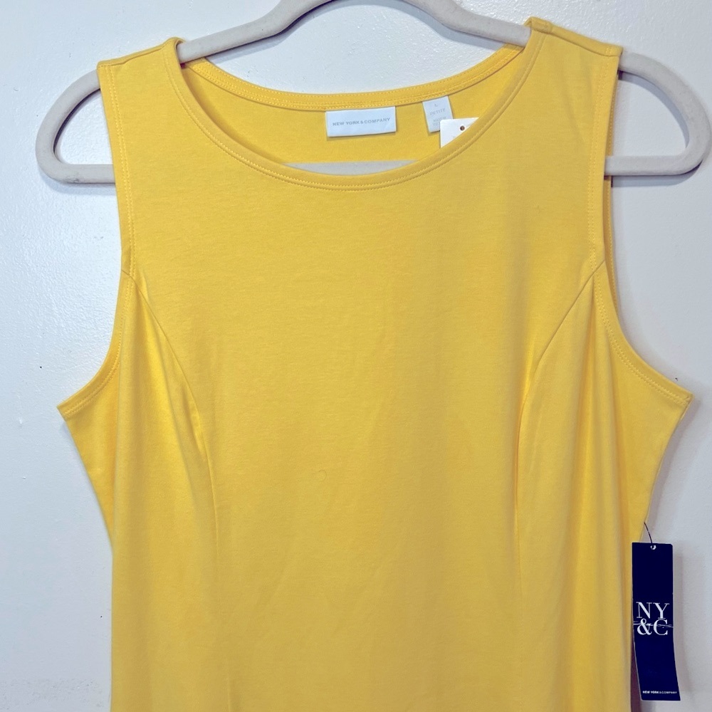 New York & Company Vibrant Yellow 100% Cotton Dress - Size LP - Picture 4 of 8